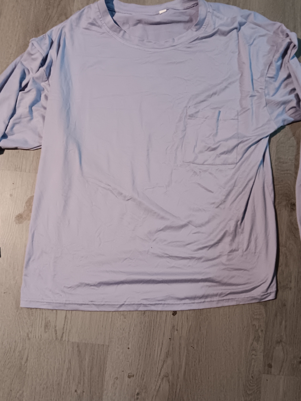 Light Purple Pocket Crew Neck T-Shirt - Unbranded